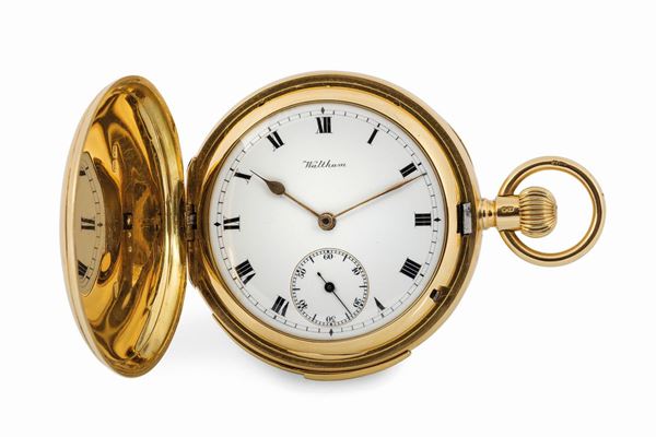 American Waltham Watch Co, Ripetizione 5 minuti. Raro, orologio da tasca, modello savonette, in oro giallo 18K. Realizzato circa nel 1890