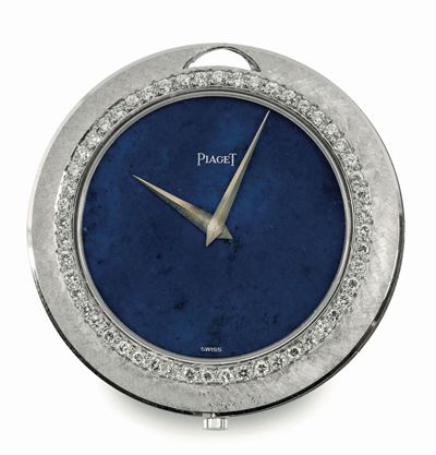 Piaget, Movimento No. 704147. Orologio da Tasca, in Oro Bianco 18k con Brillanti e Raro Quadrante...