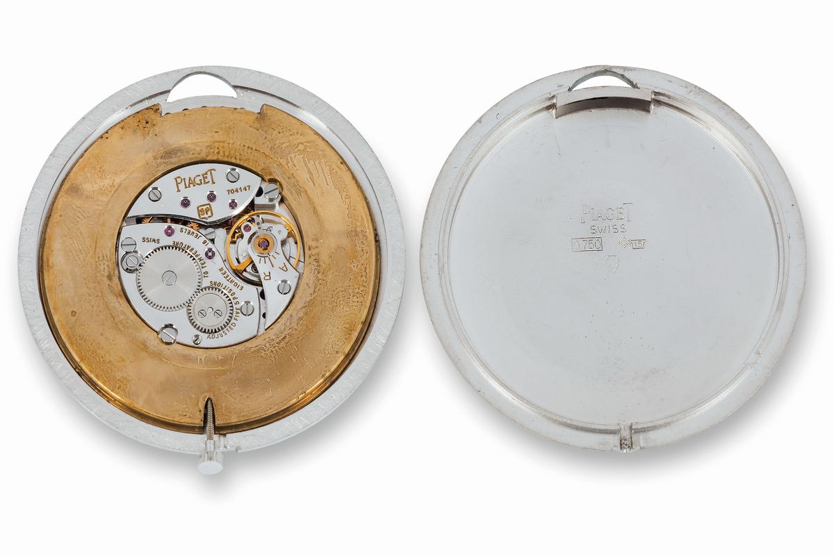 Piaget, Movimento No. 704147. Orologio da Tasca, in Oro Bianco 18k con Brillanti e Raro Quadrante...