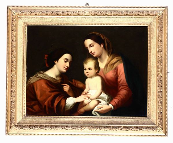 Scuola italiana del XIX secolo Vergine con Bambino e santa