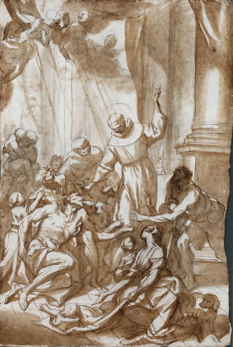Domenico Piola (Genova 1627-1703) Miracolo di santo  - Asta Dipinti Antichi - Cambi Casa d'Aste