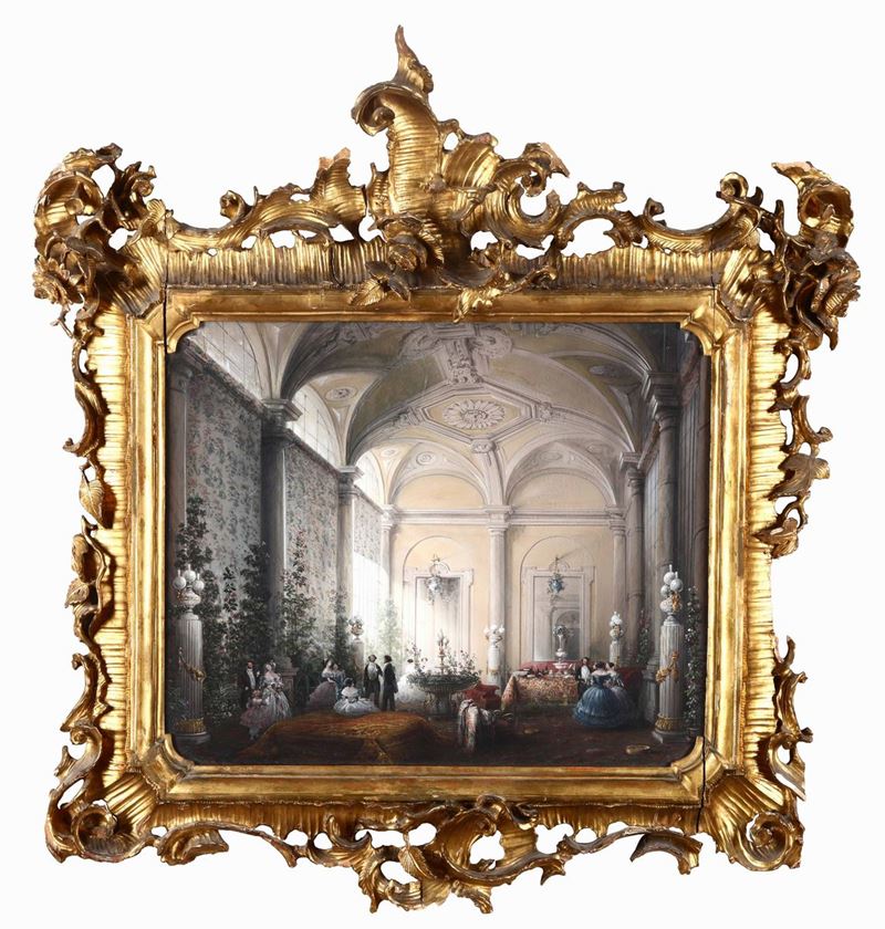 Carlo Bossoli (1815-1884) Scena d’interno, 1854, probabile Villa Serra  - Asta Dipinti del XIX e XX secolo - Cambi Casa d'Aste