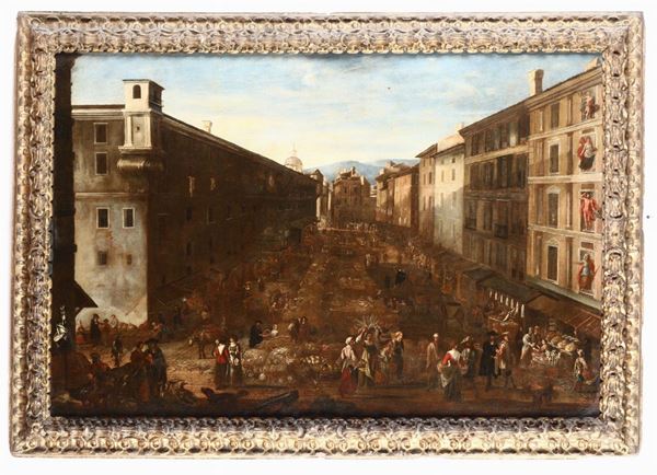 Peter Maurice Bolkman - Scuola Genovese XVII secolo Mercato di Piazza Nuova Genova