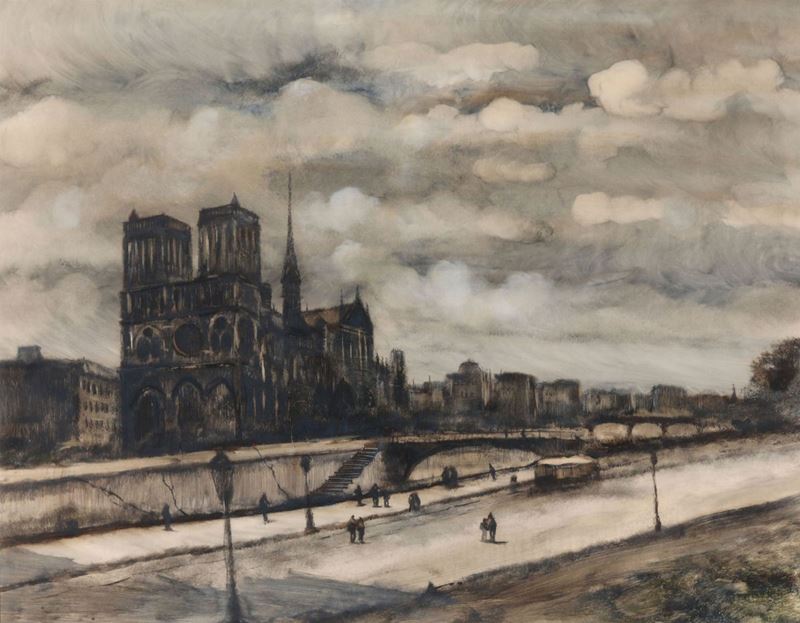 Lucio Cargnel (1903-1998) Notre Dame  - Auction Paintings of the 19th-20th century - Timed Auction - Cambi Casa d'Aste