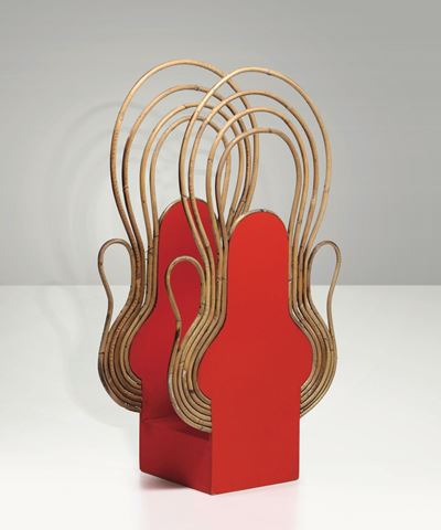 Portariviste con Struttura in Legno Laccato e Midollino.