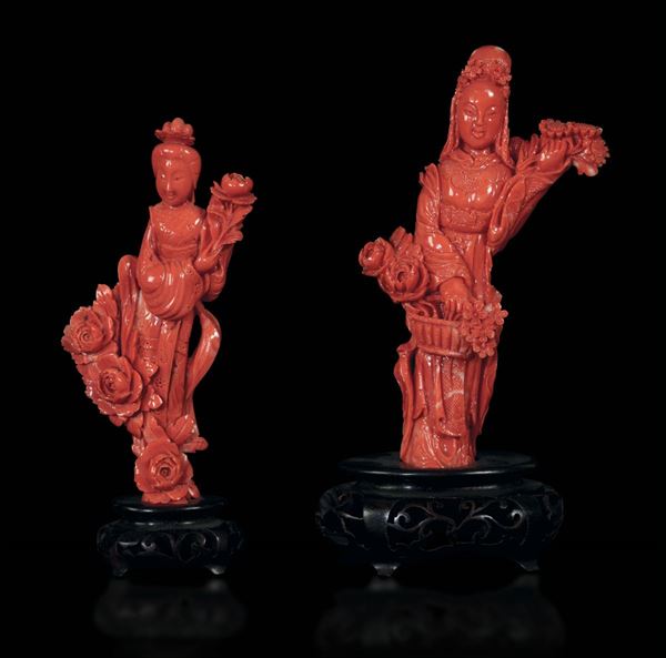 Two coral sculptures, China, early 1900s