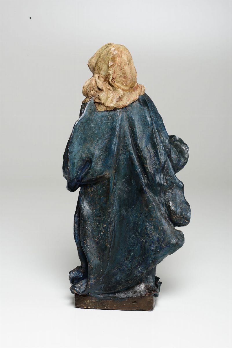 Dolente in Terracotta Policroma. Alto Veneto o Sud della Germania, Arte Barocca del XVII Secolo