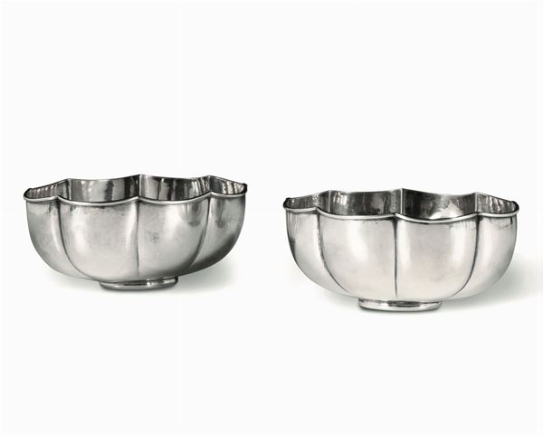 Silver bowls, M Buccellati, Italy, late 1900s