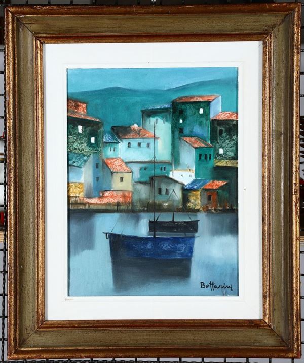 Lido Bettarini (1927) Paesaggio con case e barca