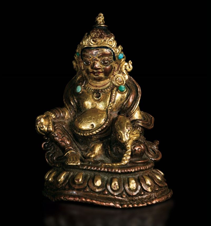 A gilt bronze Sita-Jambala, Tibet, 1600s  - Auction Fine Chinese Works of Art - Cambi Casa d'Aste