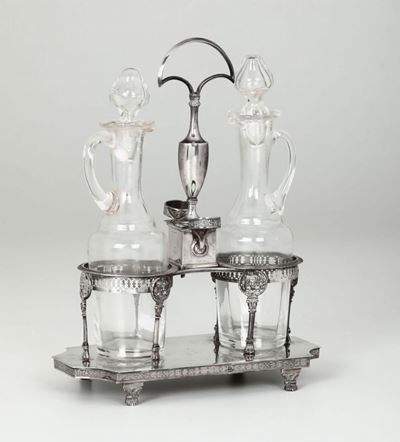 Oliera in Argento Fuso, Sbalzato e Cesellato, Genova, Bollo della Torretta per L'anno 1817