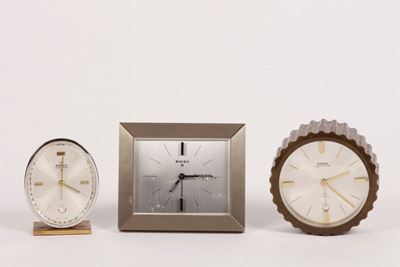 Set di 3 Pendolette da Scrivania, in Ottone Dorato e Metallo. Realizzate nel 1960 Circa
