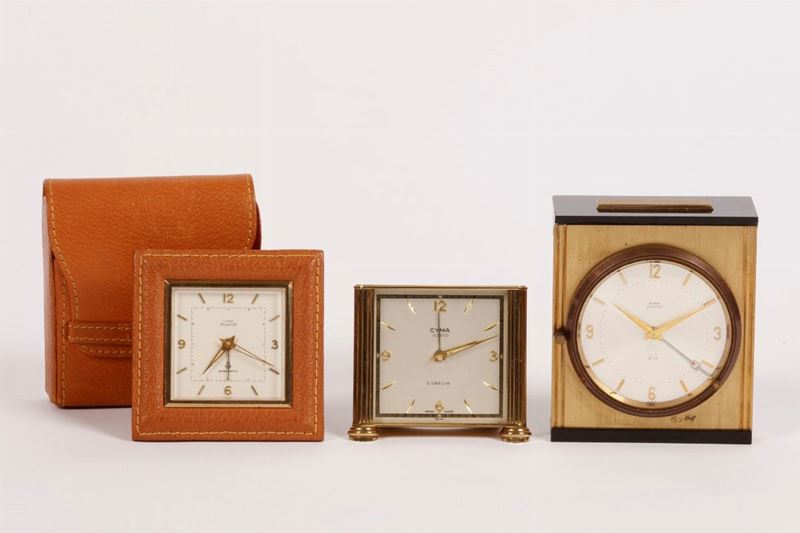 CYMA : CYMA, set di 3 pendolette in ottone dorato.  - Auction Watches | Timed Auction - Cambi Casa d'Aste