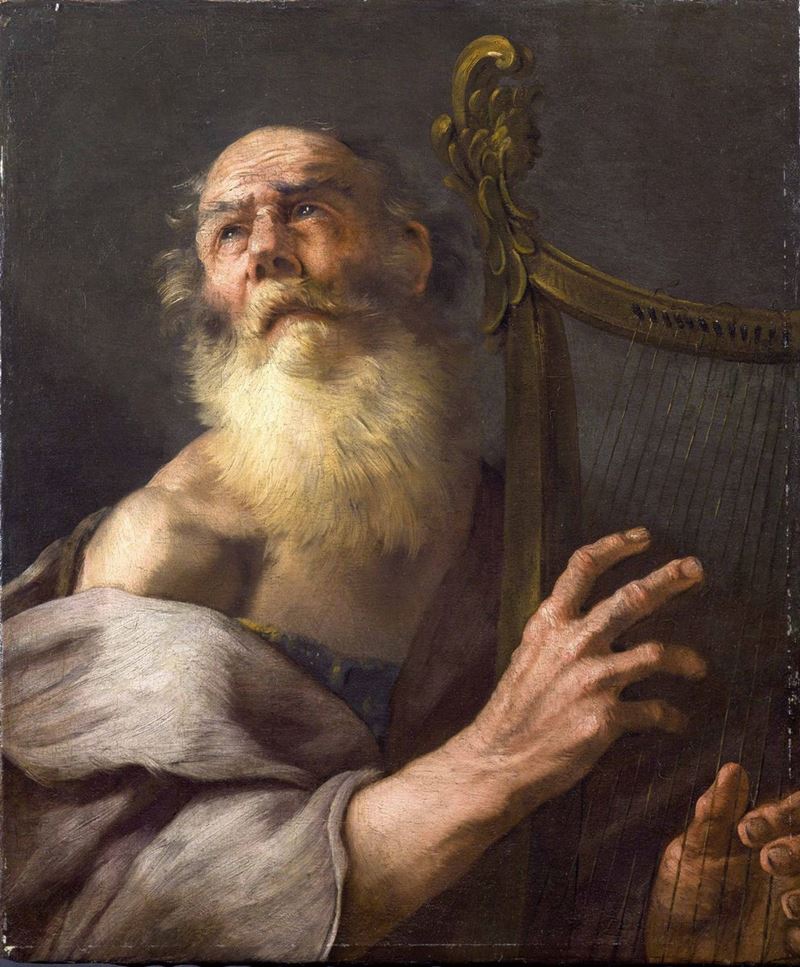 Luca Giordano (Napoli 1634-1705) Re David  - Asta Dipinti Antichi - Cambi Casa d'Aste