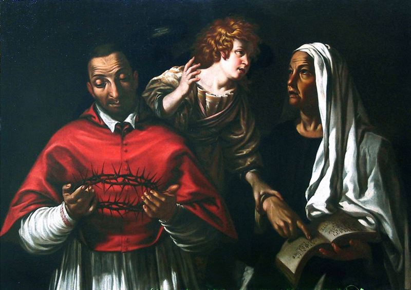 Antiveduto Grammatica (Roma, 1569-1626) San Carlo Borromeo con Santa Francesca Romana  - Auction Old Master Paintings - Cambi Casa d'Aste