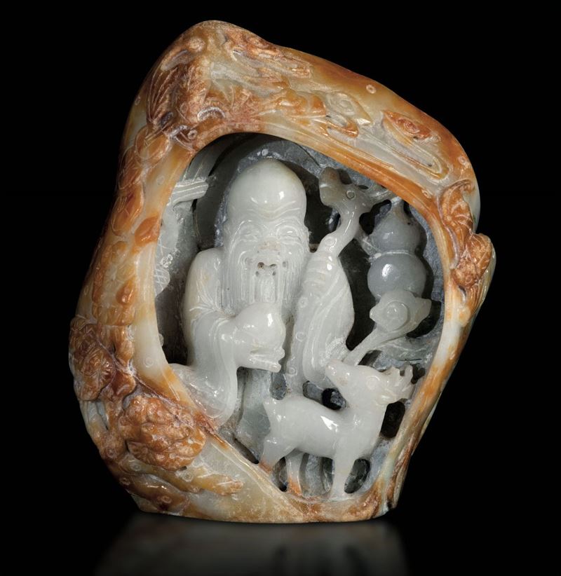 A carved jadeite group, China, 1900s  - Auction Oriental Art - Cambi Casa d'Aste
