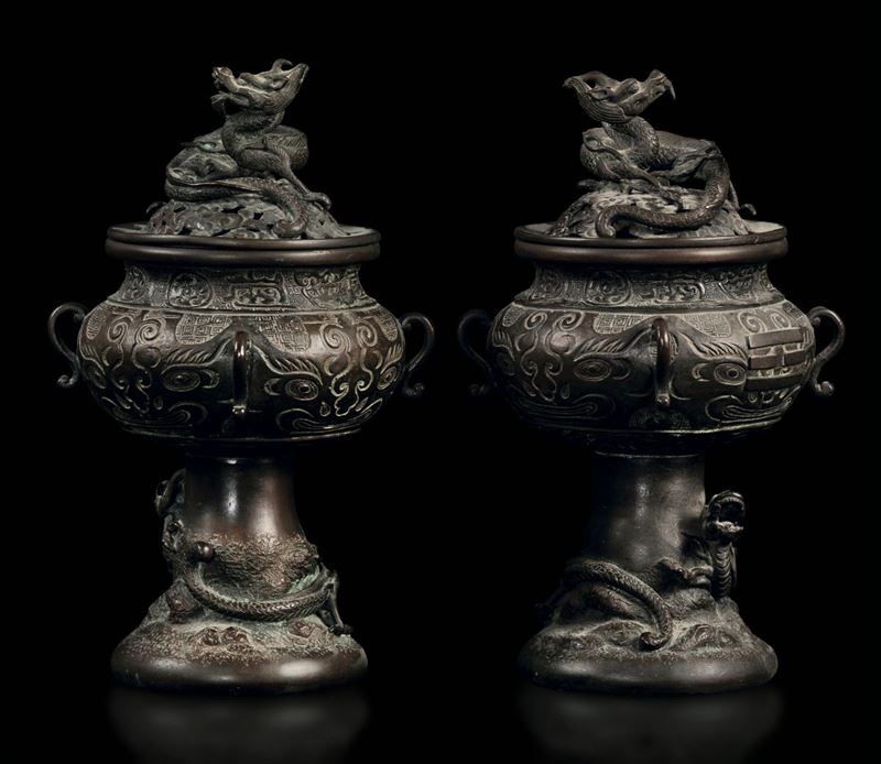 Two bronze censers, China, mid 1800s  - Auction Fine Chinese Works of Art - Cambi Casa d'Aste