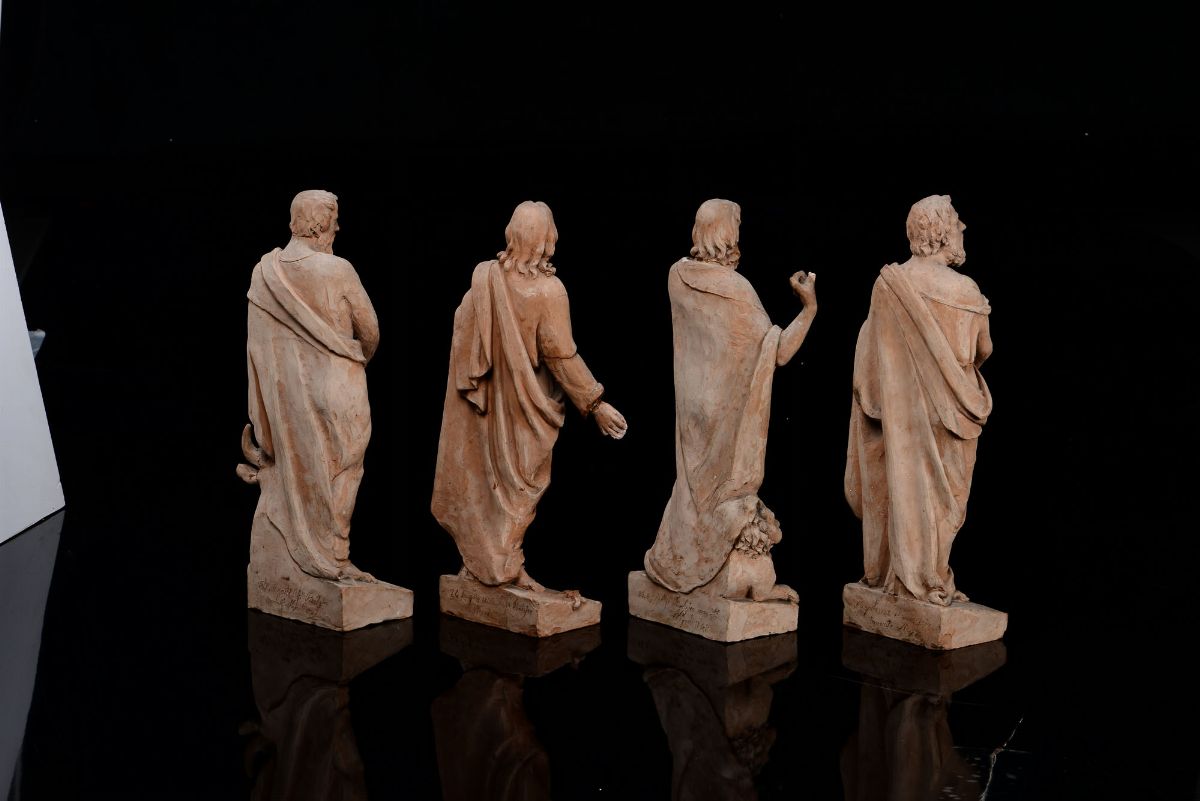 Gruppo di Bozzetti in Terracotta Raffiguranti i Quattro Evangelisti, Firmati Alfonso Balzico (cav...