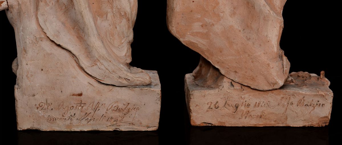 Gruppo di Bozzetti in Terracotta Raffiguranti i Quattro Evangelisti, Firmati Alfonso Balzico (cav...
