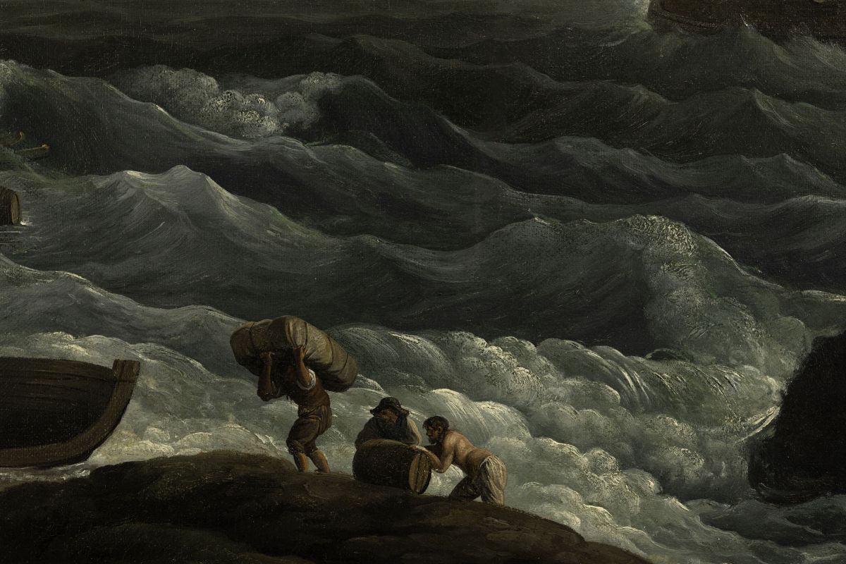 Carlo Bonavia (attivo 1755-1788)veduta Costiera con Scena di Naufragio