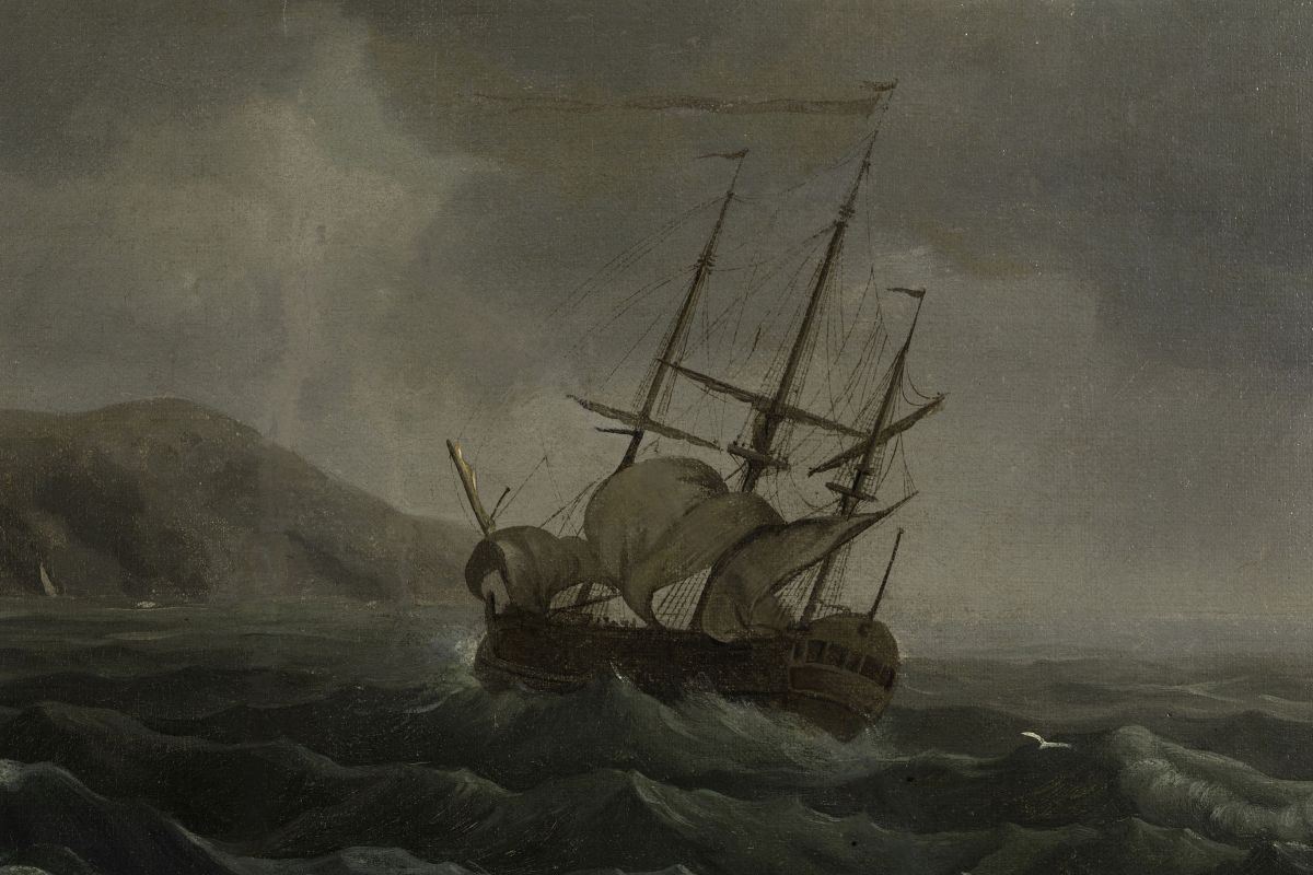 Carlo Bonavia (attivo 1755-1788)veduta Costiera con Scena di Naufragio