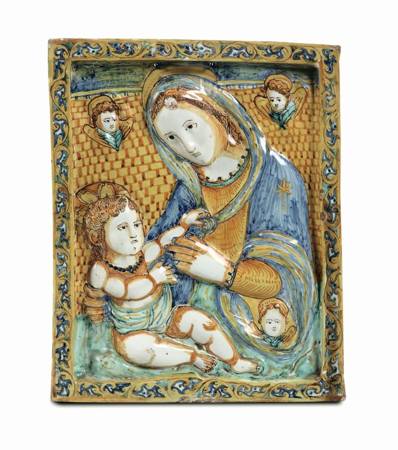 Targa devozionale Probabilmente Deruta, XVII secolo  - Asta Maioliche e Porcellane - Cambi Casa d'Aste