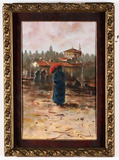 Faustino Zonaro (1913 - ?)paesaggio con Figure