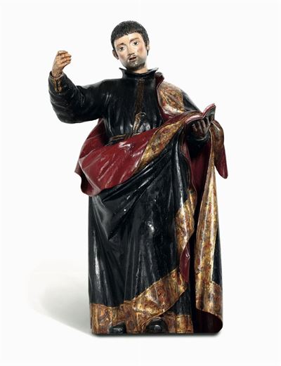 San Paolo, Scultura in Legno Policromo e Dorato. Spagna XVII Secolo