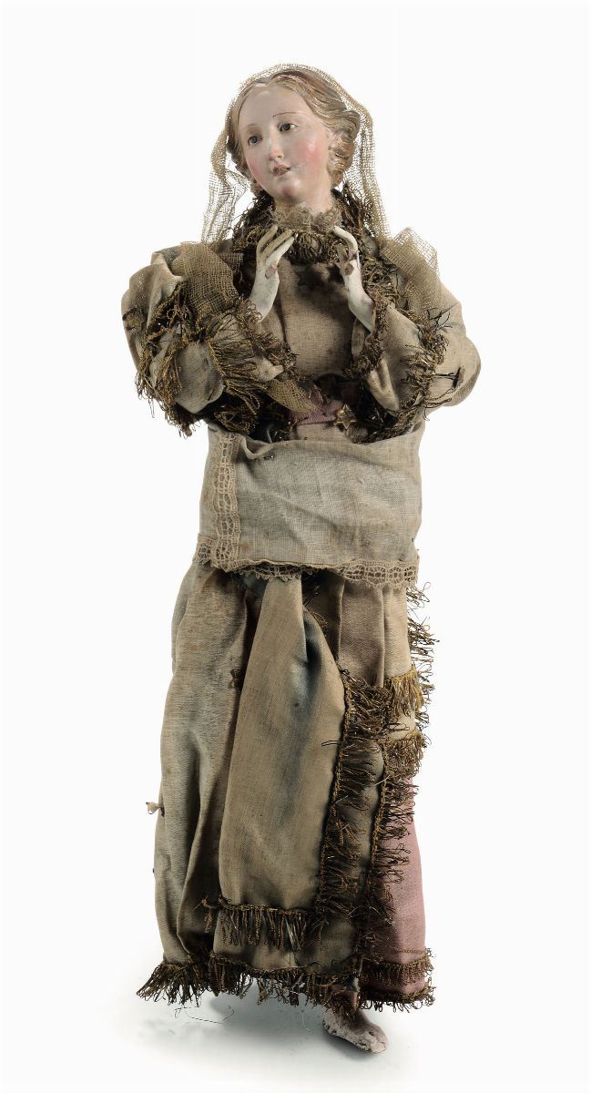 Figura femminile con velo, Genova o Napoli XVIII-XIX secolo  - Asta Antiquariato - Cambi Casa d'Aste
