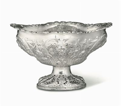 Alzata in Argento Fuso, Sbalzato, Cesellato e Traforato Londra 1887, Argentiere Csh (non Identifi...
