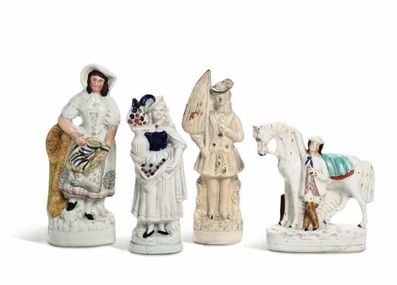 Quattro figure Inghilterra, Staffordshire, periodo vittoriano, XIX secolo  - Asta Maioliche e Porcellane - Cambi Casa d'Aste