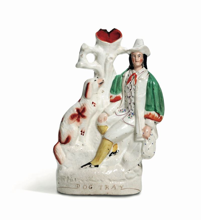 Grande figura “spill vase” Inghilterra, Staffordshire, periodo vittoriano, XIX secolo  - Asta Maioliche e Porcellane - Cambi Casa d'Aste