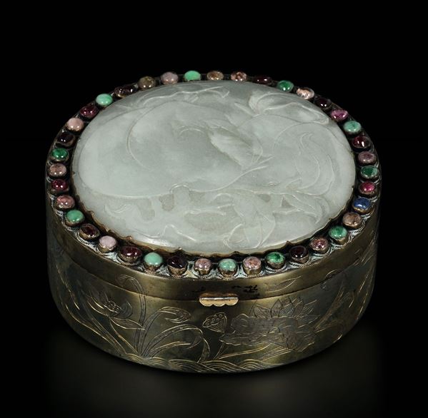 A silver box, China, 19th century