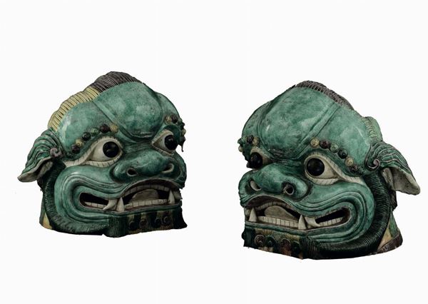Two Pho dog heads, China, Kangxi period