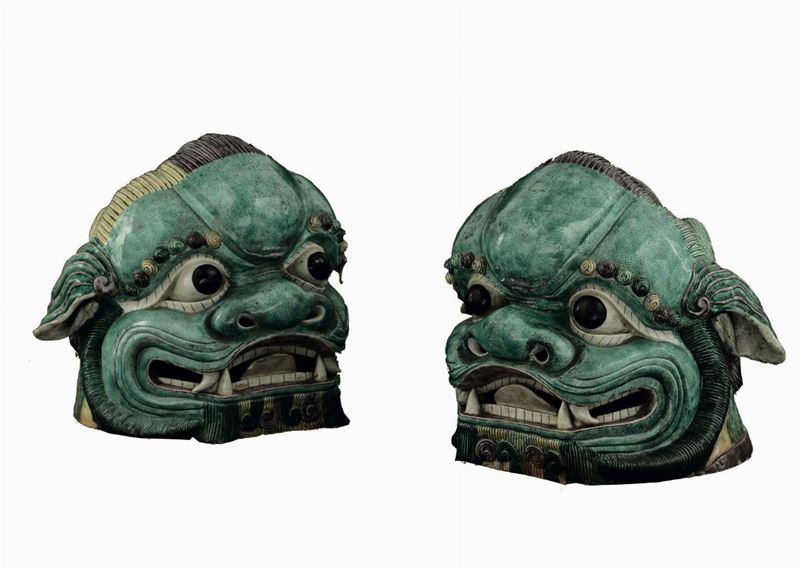 Two Pho dog heads, China, Kangxi period  - Auction Fine Chinese Works of Art - Cambi Casa d'Aste
