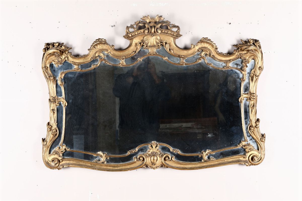Coppia di Cassettoni con Specchiere in Stile Luigi XV Lastronati ed Intarsiati, Ducrot, Palermo, ...