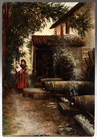 Pittore del XIX-XX Secolofigure sulla Strada