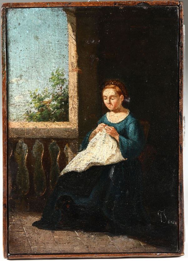 Pittore del XIX-XX secolo Cucitrice