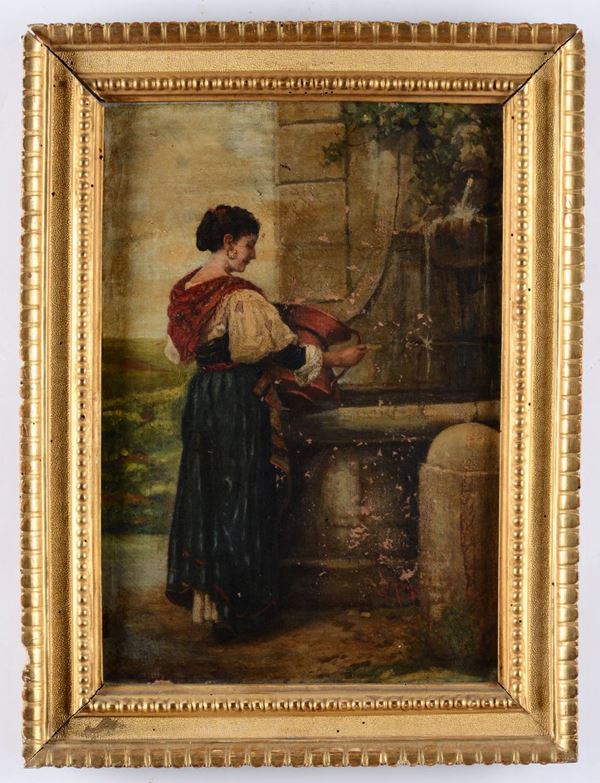 Pittore del XIX secolo Donna al pozzo