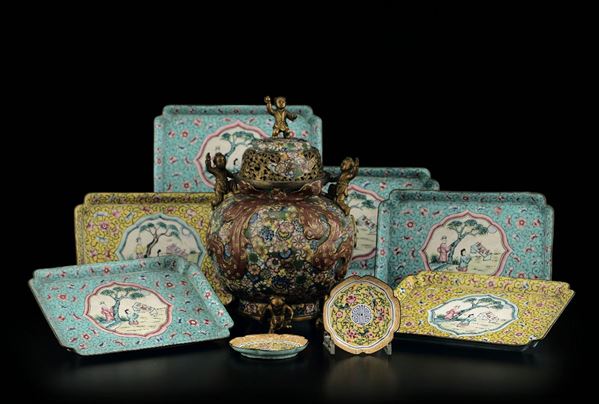 Various enamel items, China, Qing Dynasty