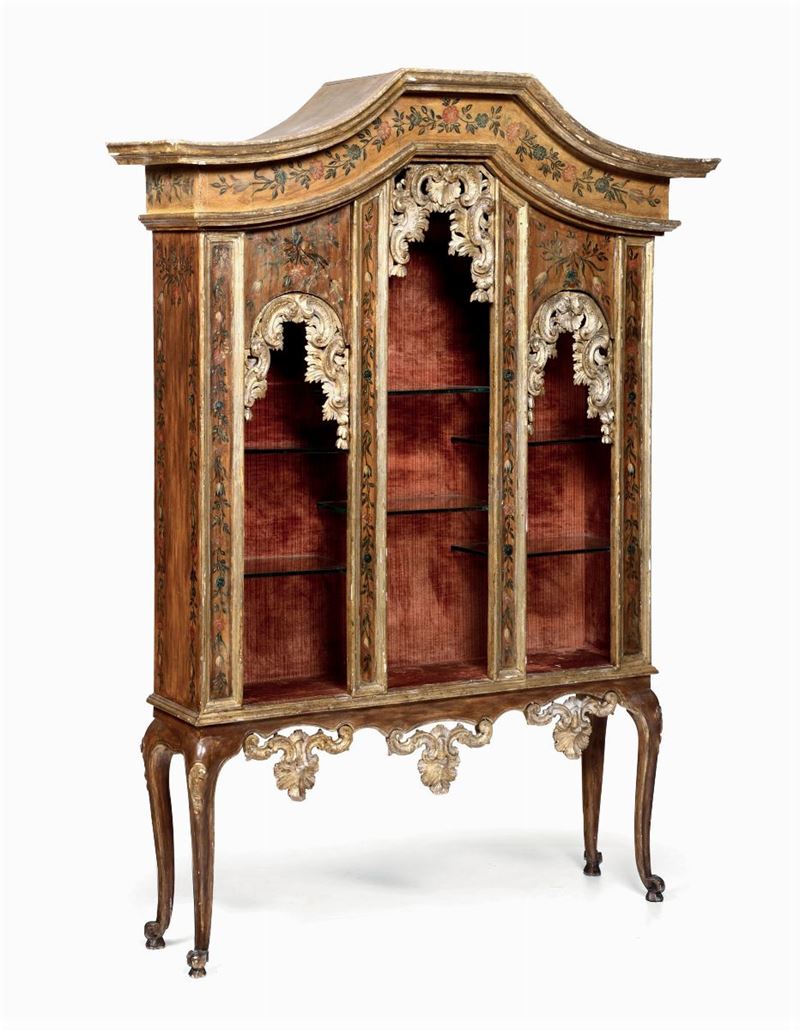Vetrina con elementi antichi in legno dipinto, XVIII-XX secolo  - Auction Fine Art - Cambi Casa d'Aste