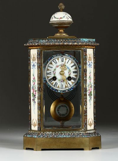Pendola da Tavolo in Porcellana e Smalti, XIX-XX Secolo