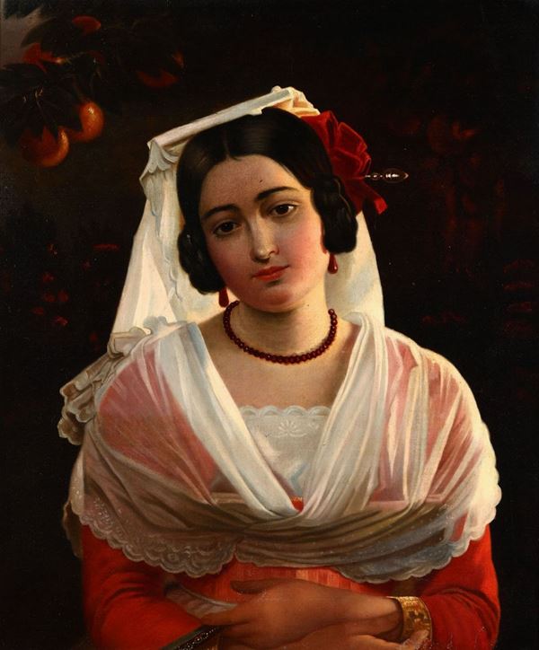 August Riedel (1799 - 1883) Ritratto femminile
