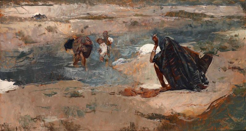 Romualdo Federico Locatelli (1905-1943) Scena nel deserto  - Asta Dipinti del XIX e XX secolo - Cambi Casa d'Aste