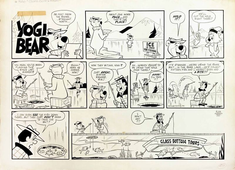 Gene Hazelton (1919-2005) Yogi Bear. Glass bottom fishin’  - Auction The Masters of Comics and Illustration - Cambi Casa d'Aste