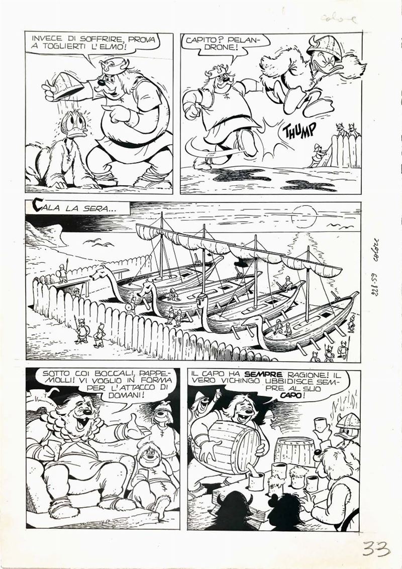 Marco Rota (1942) Paperino e il piccolo Krack  - Asta I Maestri del Fumetto e dell'Illustrazione - Cambi Casa d'Aste