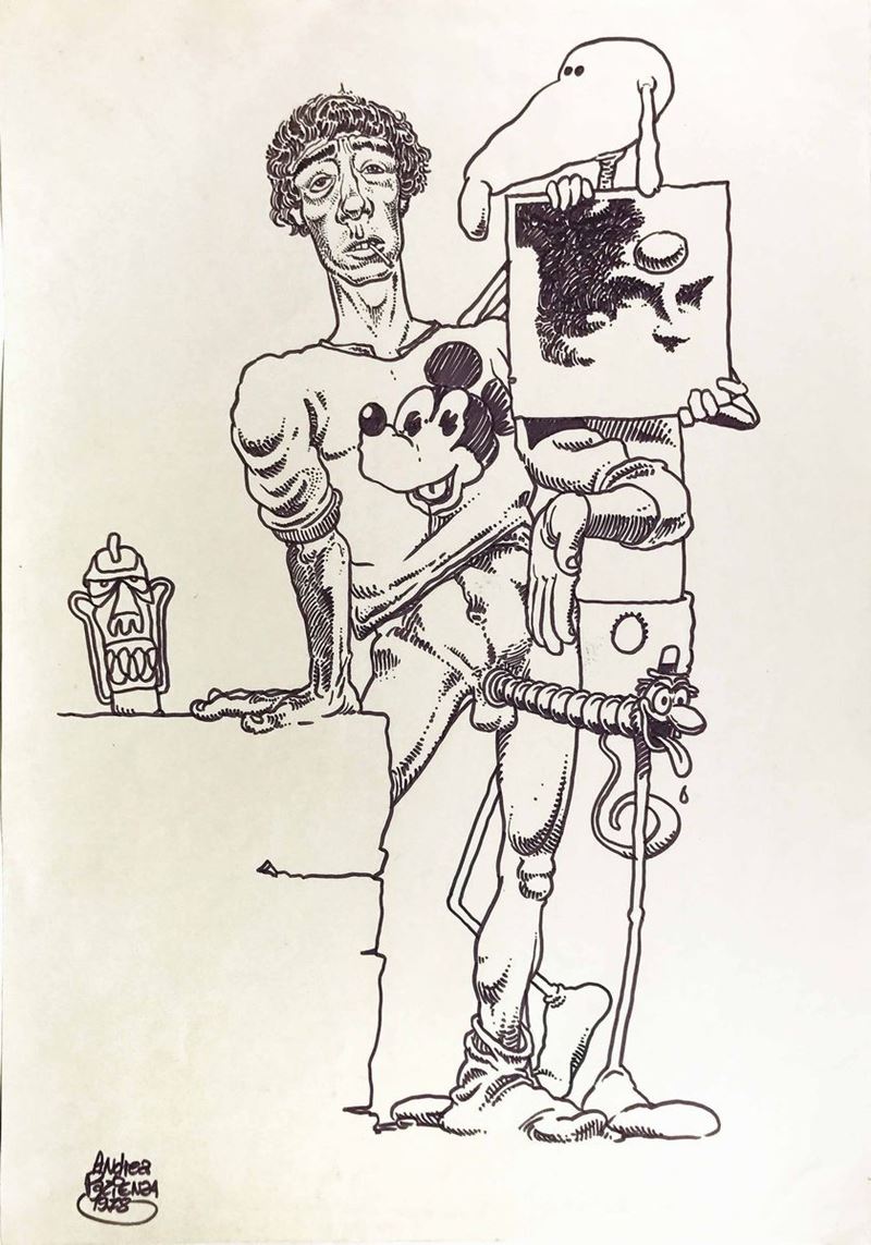 Andrea Pazienza (1956- 1988) Grande illustrazione  - Asta I Maestri del Fumetto e dell'Illustrazione - Cambi Casa d'Aste