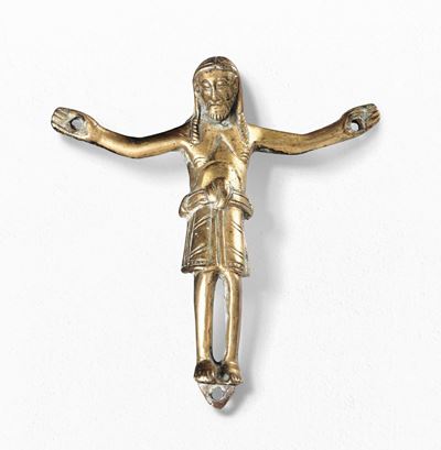 Corpus Christi Bronzo Fuso e Dorato e Cesellato Oreficeria Italiana Probabile Arte Tardo Romanica...