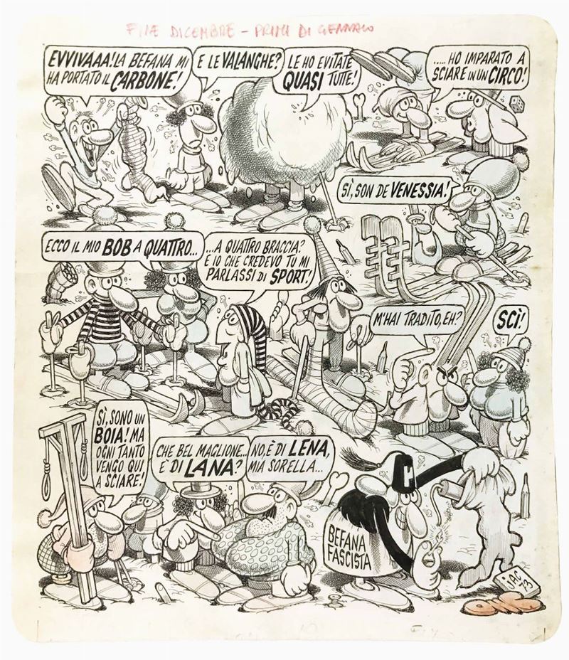 Benito Jacovitti (1923-1977) Panoramica di Fine Anno  - Auction The Masters of Comics and Illustration - Cambi Casa d'Aste