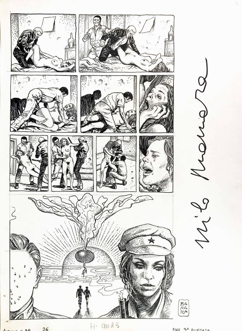 Milo Manara (1945) Alessio il BR, su testi di Silverio Pisu  - Asta I Maestri del Fumetto e dell'Illustrazione - Cambi Casa d'Aste